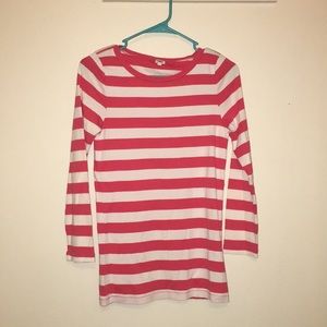 J. Crew pink thick stripe light long sleeve shirt